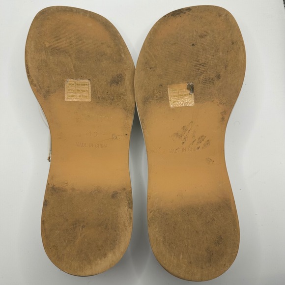 Princess Polly White Platform Wedge Sandals Strappy Thong Slides‎ Women's - Picture 4 of 4